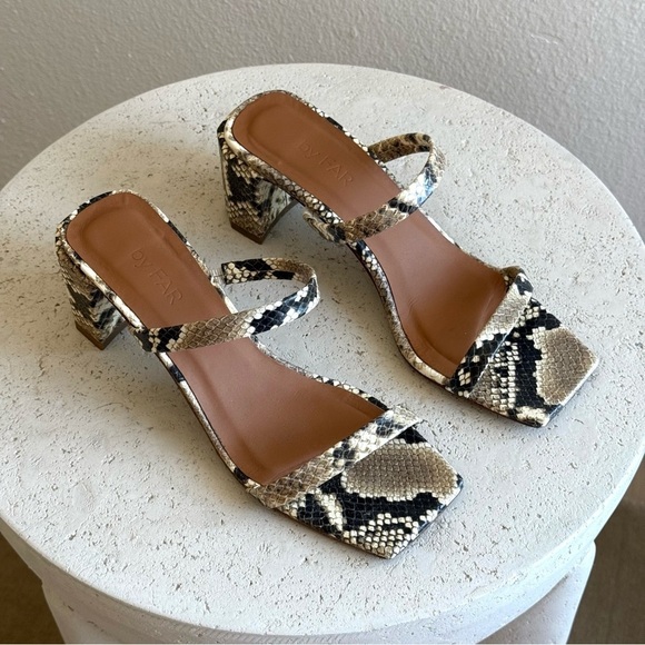 BY FAR Shoes - BY FAR Tanya sandals in snakeskin embossed, size 36